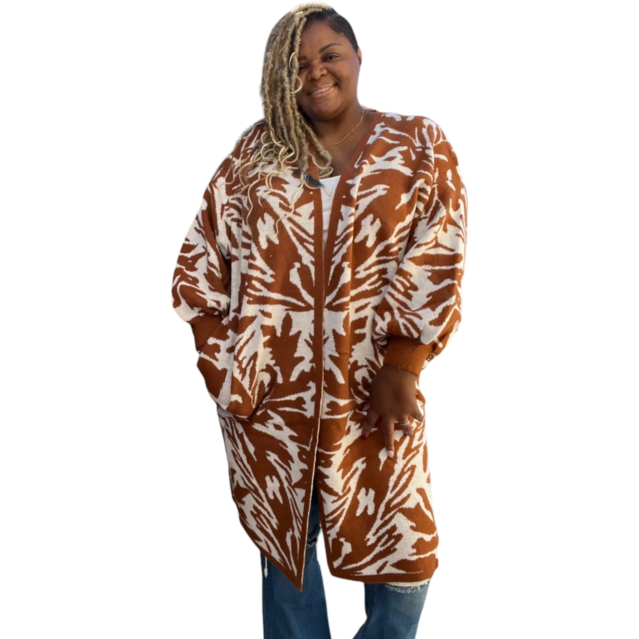 Women's Long Cozy Plus Size Open Front Cardigan No