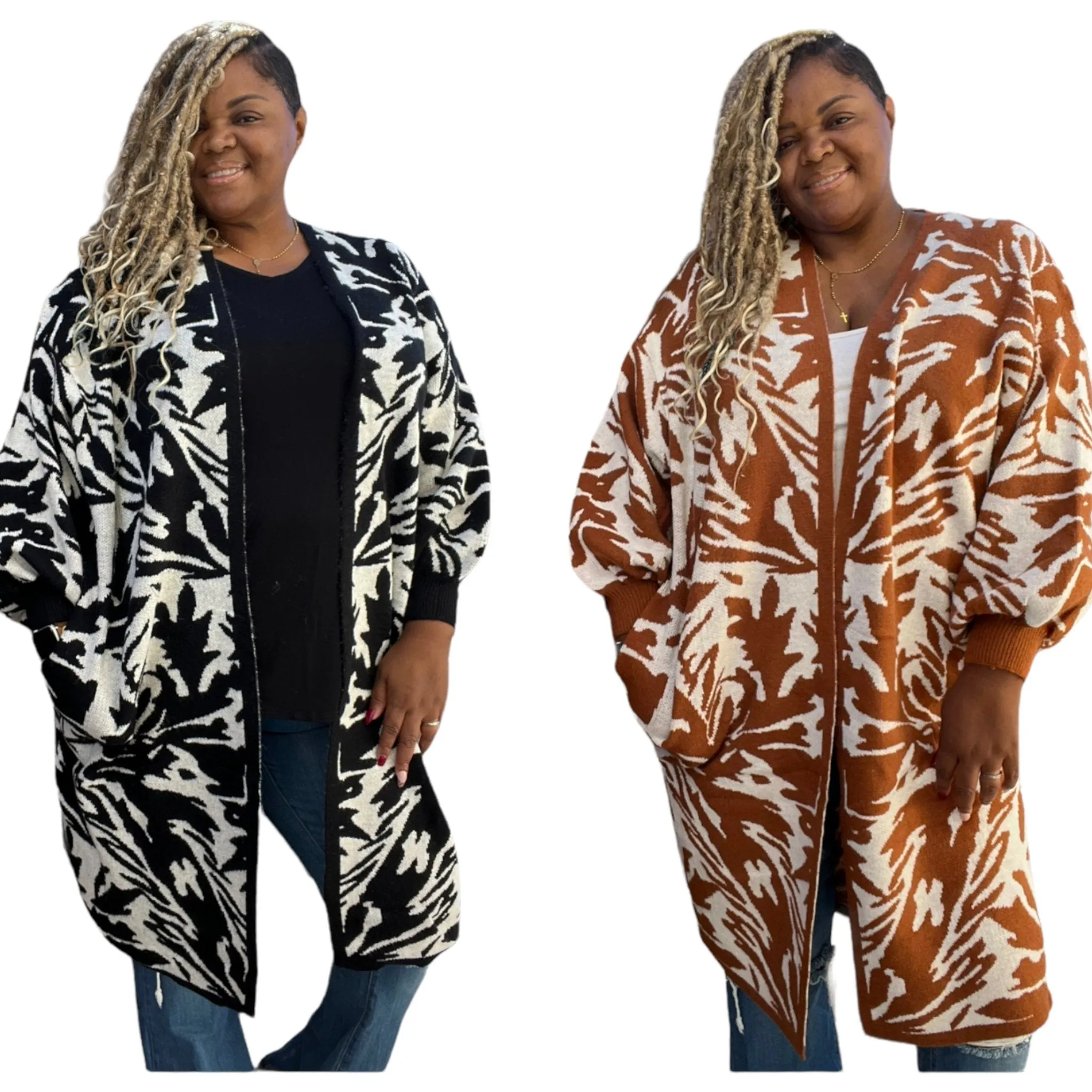 Women's Long Cozy Plus Size Open Front Cardigan No